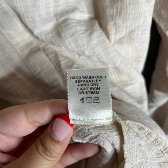 Xirena Farrah Peasant Top Opal Cream Check Size M - Picture 9 of 9